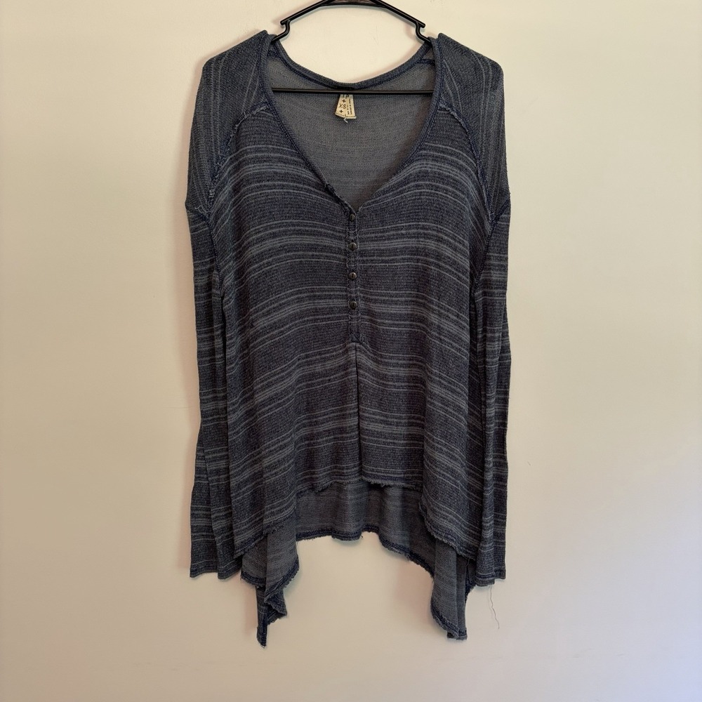 We the Free Top Blouse‎ XS Striped Knit Raw Hem Slouchy Beachy Oversized Boho